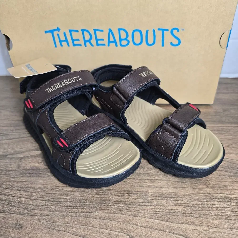THEREABOUTS Boys Brown Adjustable Strap Sandals size 11 NWT